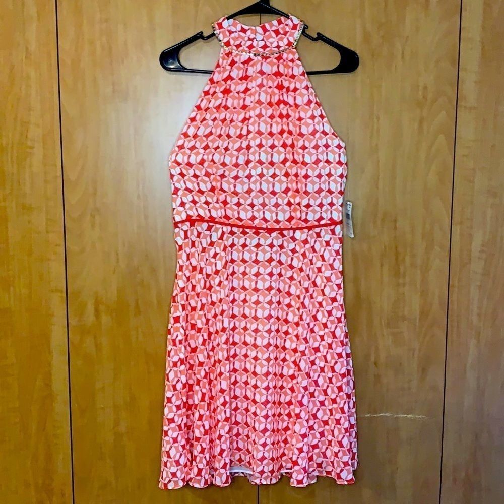 Lovely by Adrianne Papell red pink cocktail dress